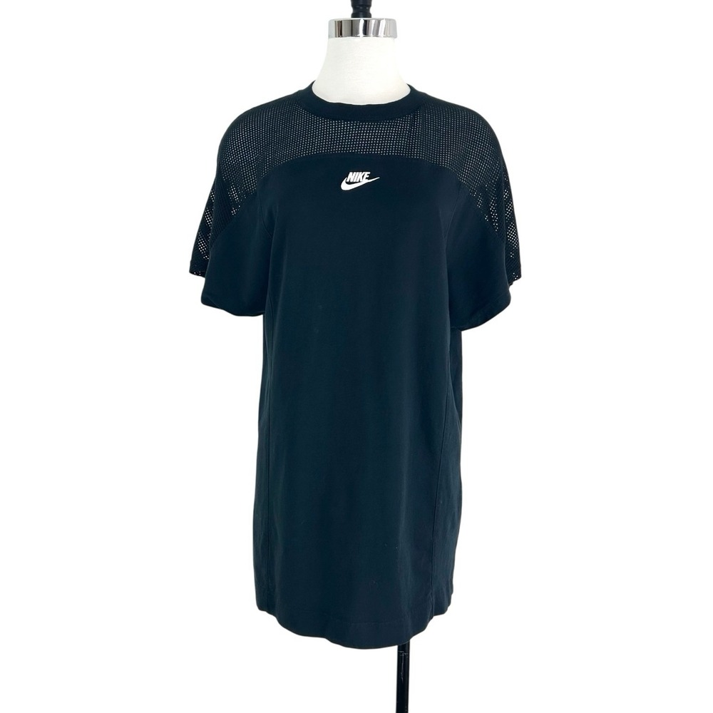 Nike Sportswear Mesh Jersey Shirt Dress Small Black Cotton‎ Sporty Athletic